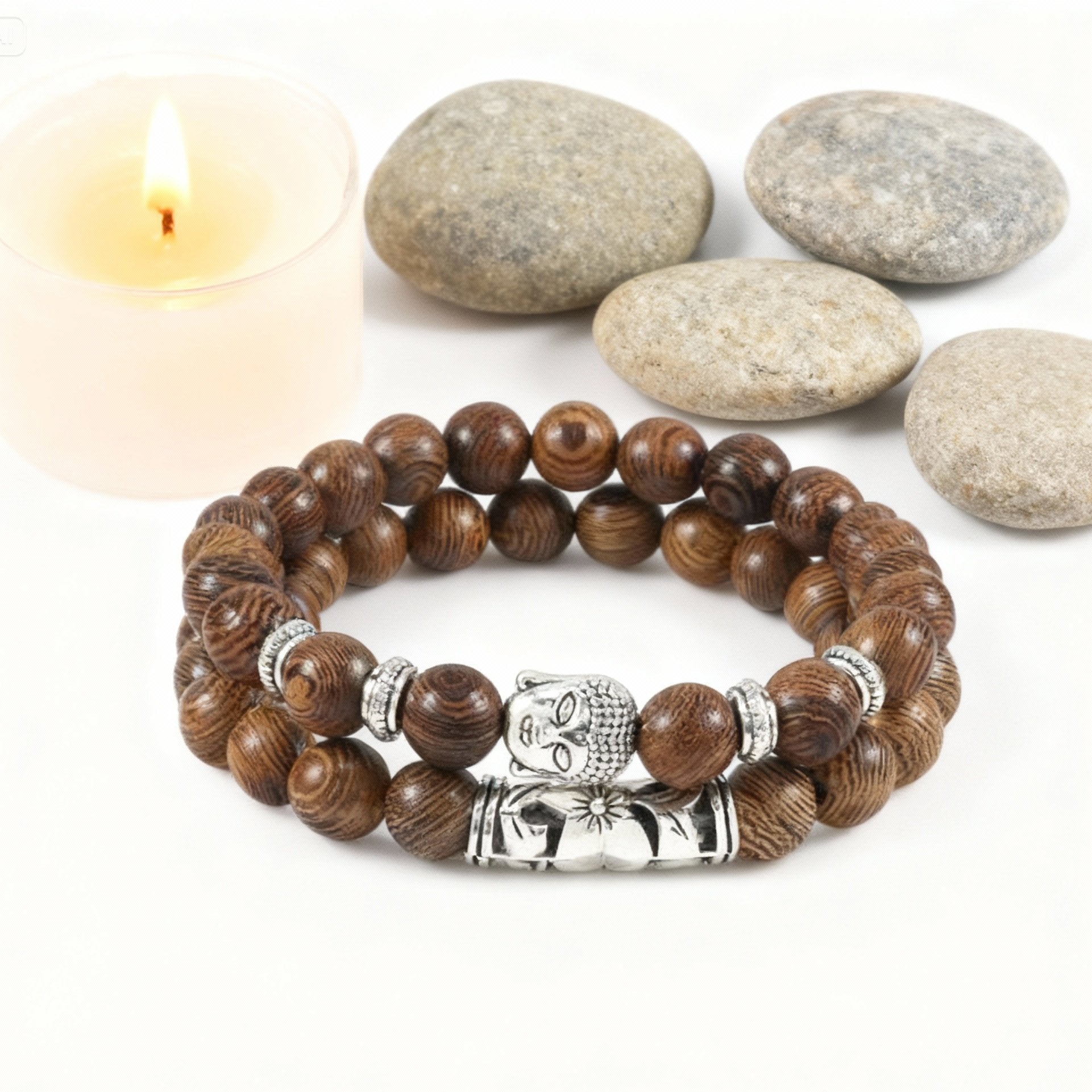 Bracelet de perle en bois avec buddha