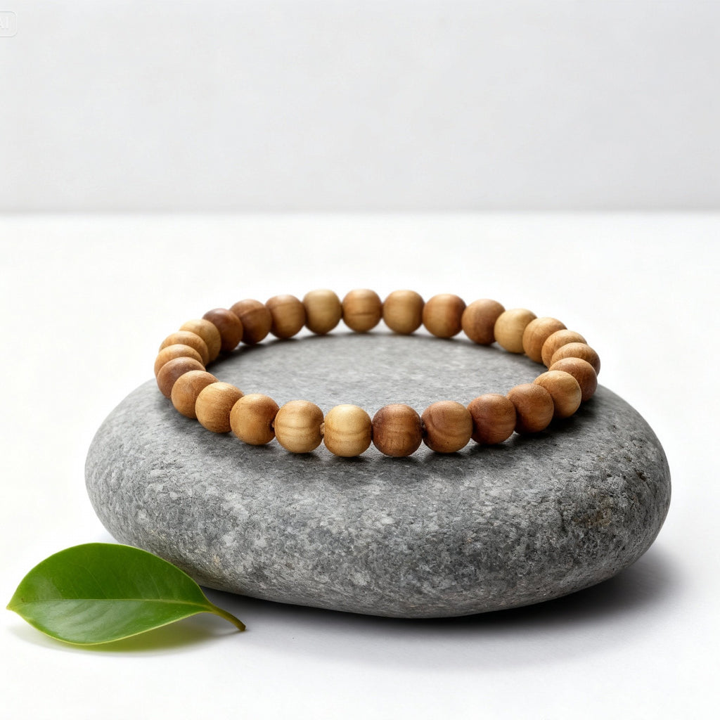 Bracelet de perle en bois claire