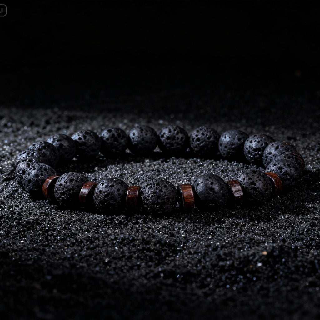 bracelet en perle noir rocheuse