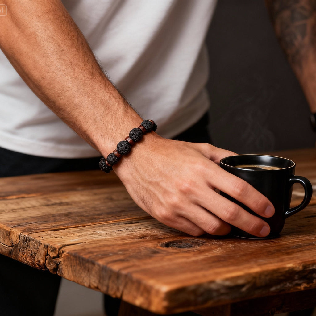 bracelet en perle noir rocheuse