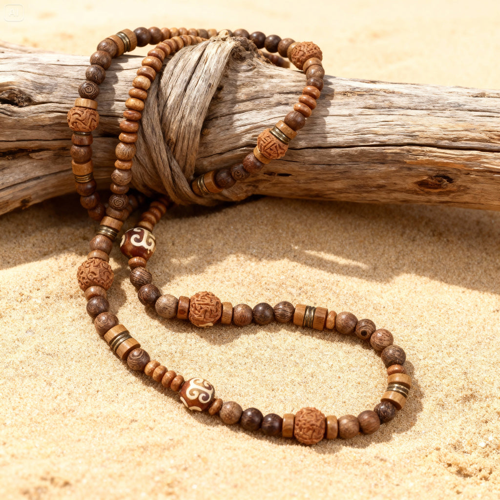 Collier en Perles de Bois artisanal