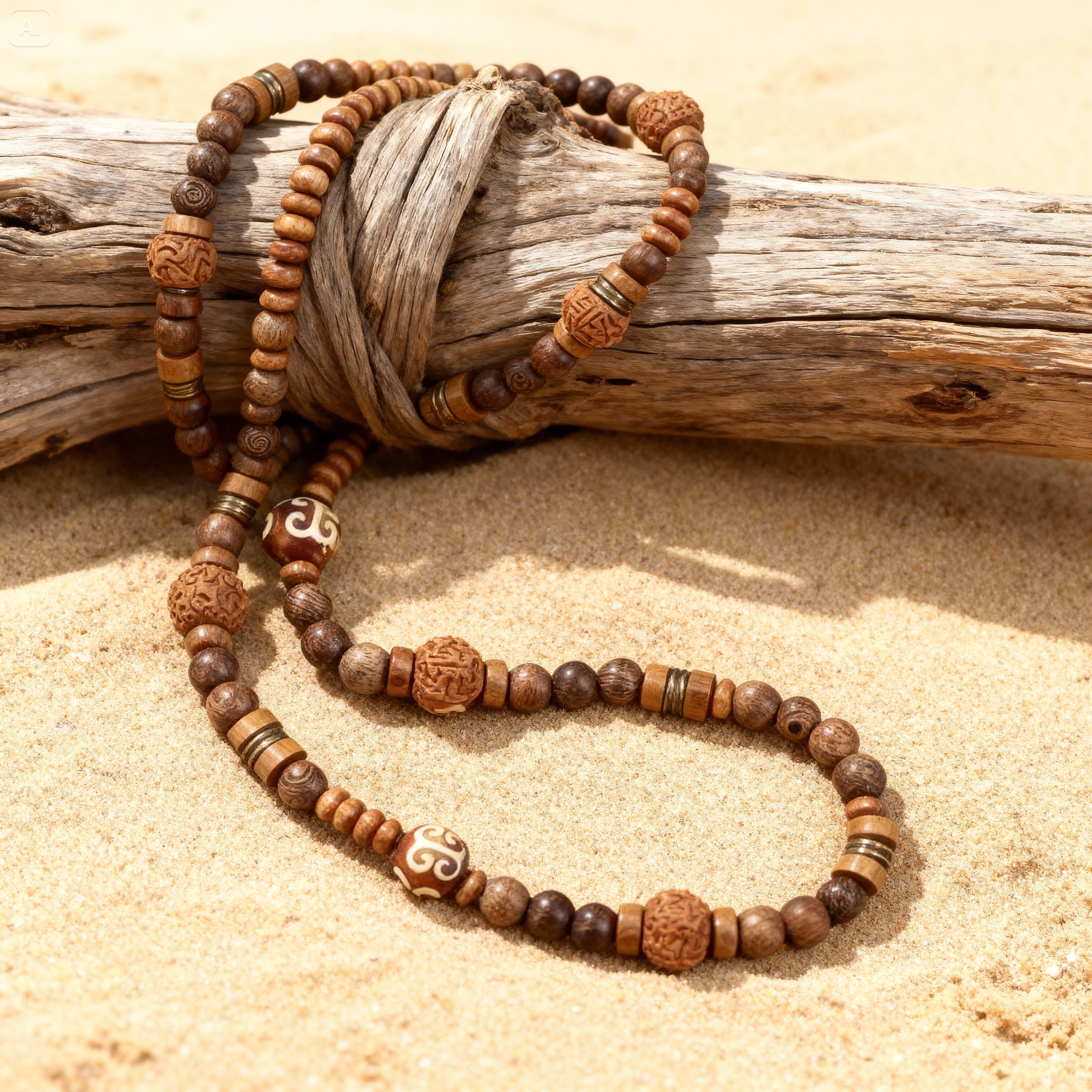 Collier en Perles de Bois artisanal