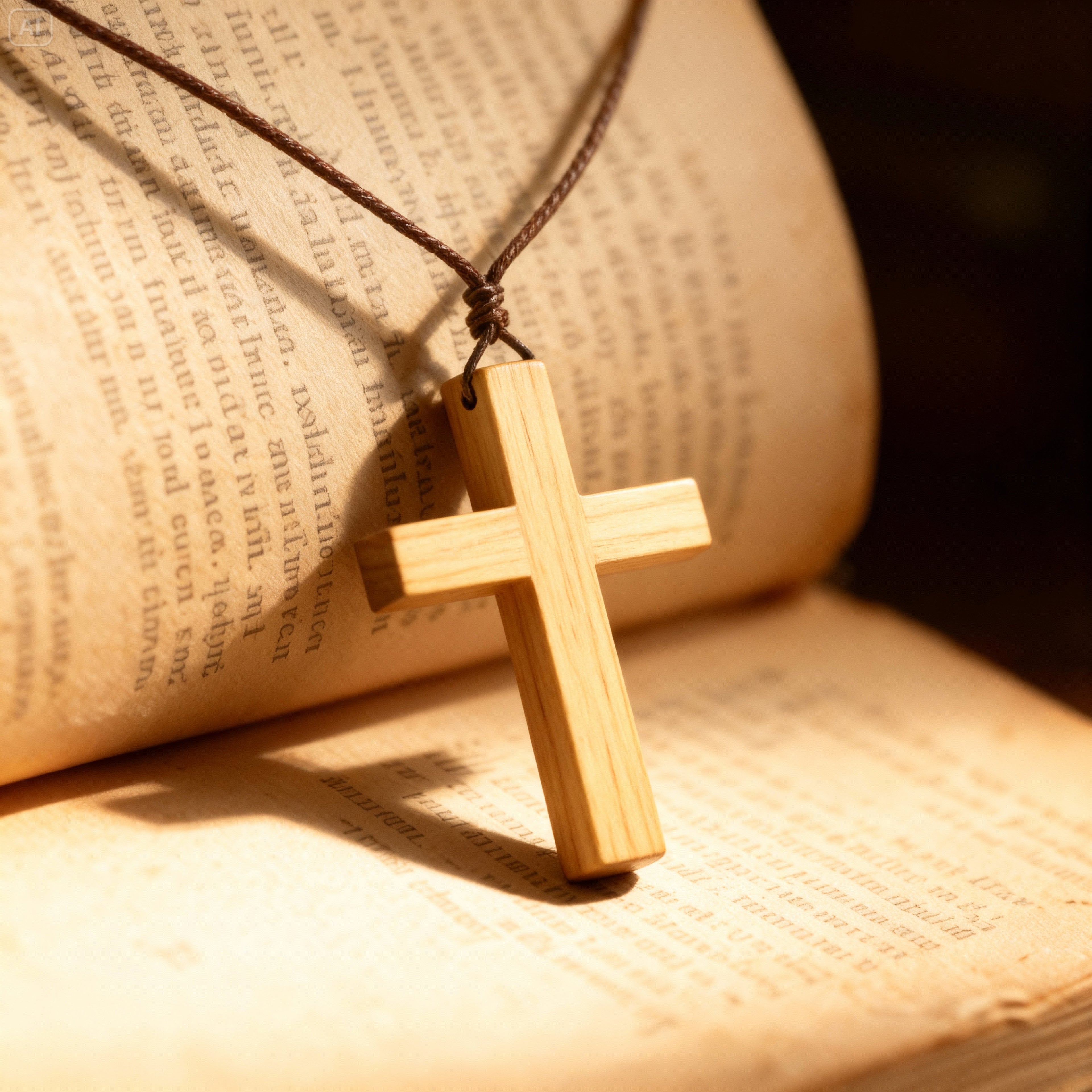 Collier Croix en Bois Naturel