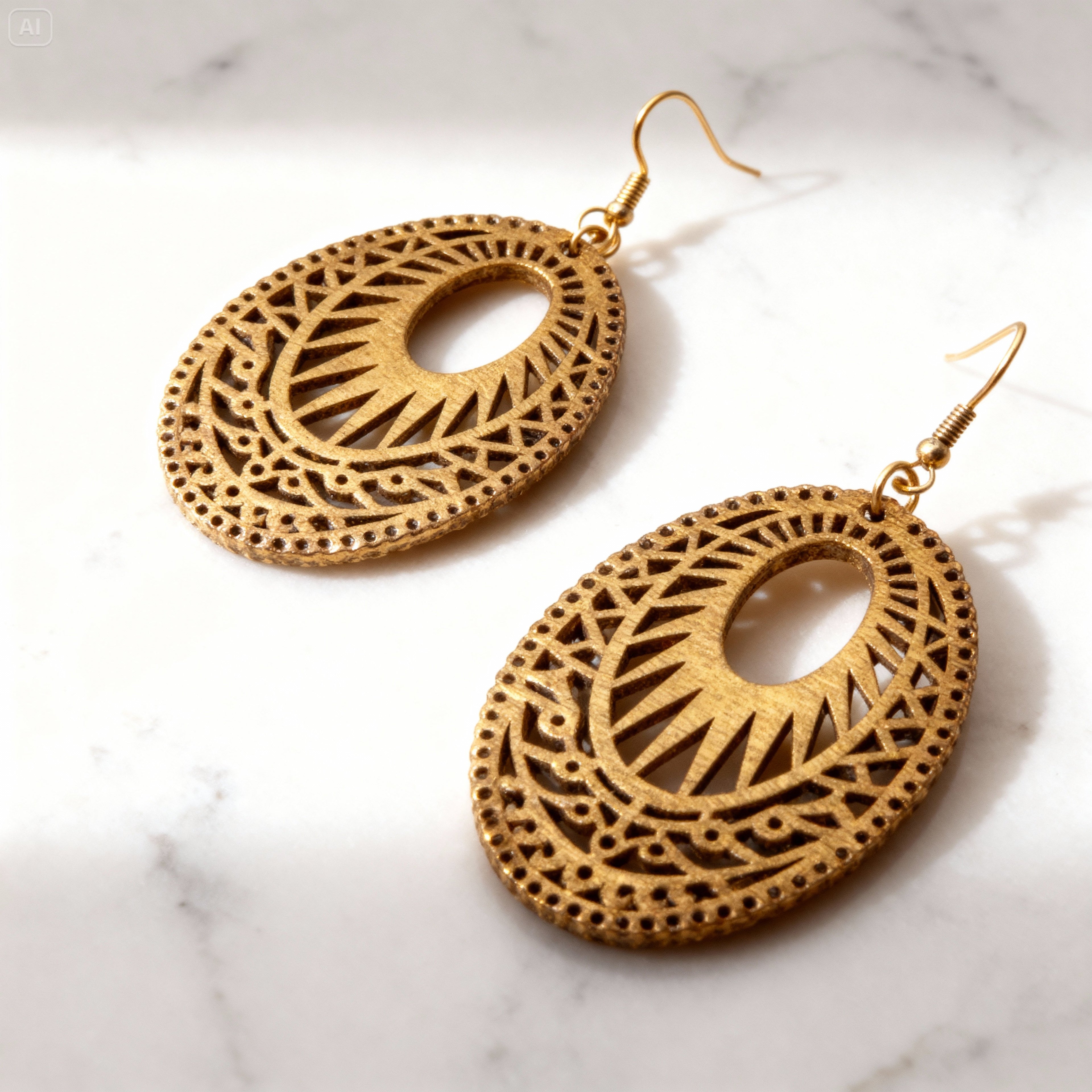 Boucles d'oreilles en Bois - "Éclat Ethnique"