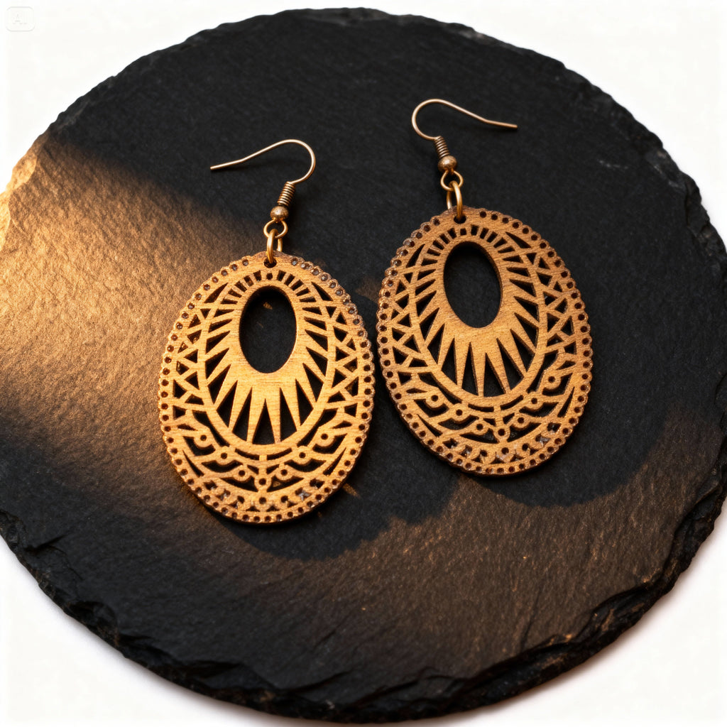 Boucles d'oreilles en Bois - "Éclat Ethnique"